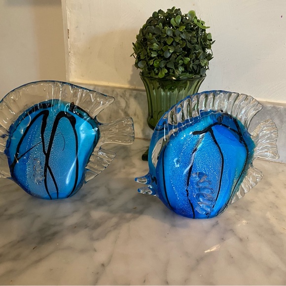 Set of 2 Blue Glass Fish Decor - Picture 6 of 9